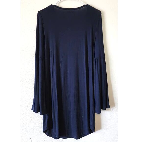 Chaser Cool Jersey Knit Bell Sleeve Scoop Neck Dress Navy Blue Small - Picture 3 of 8